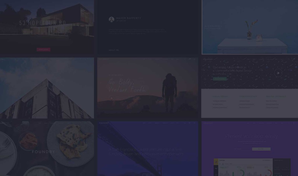 Dark collage of various images with a central figure overlooking a landscape.